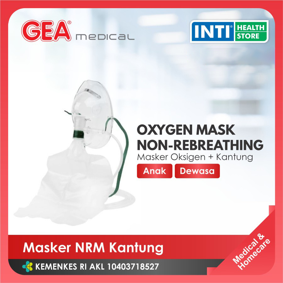 GEA Medical | Masker Oksigen Non Rebreathing Mask | Masker NRM Kantung