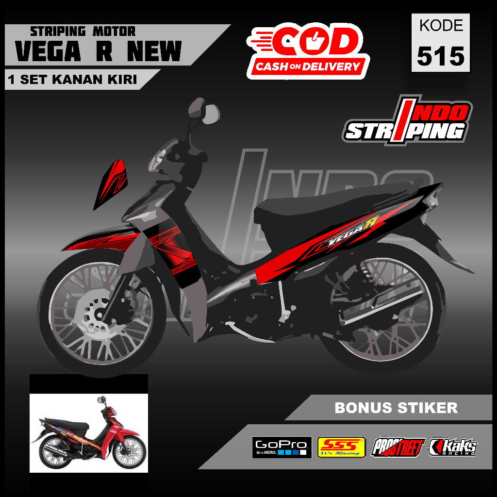 Striping Vega R New / New Vega R (M515) - Sticker Stiker Setiker Semi Fullbody Yamaha Vega R New Mot