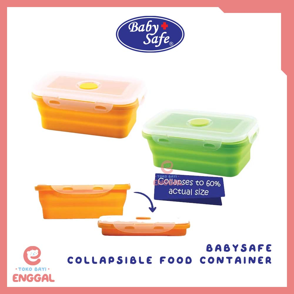 Babysafe Collapsible Food Container 540ml Square kotak Anti Bocor