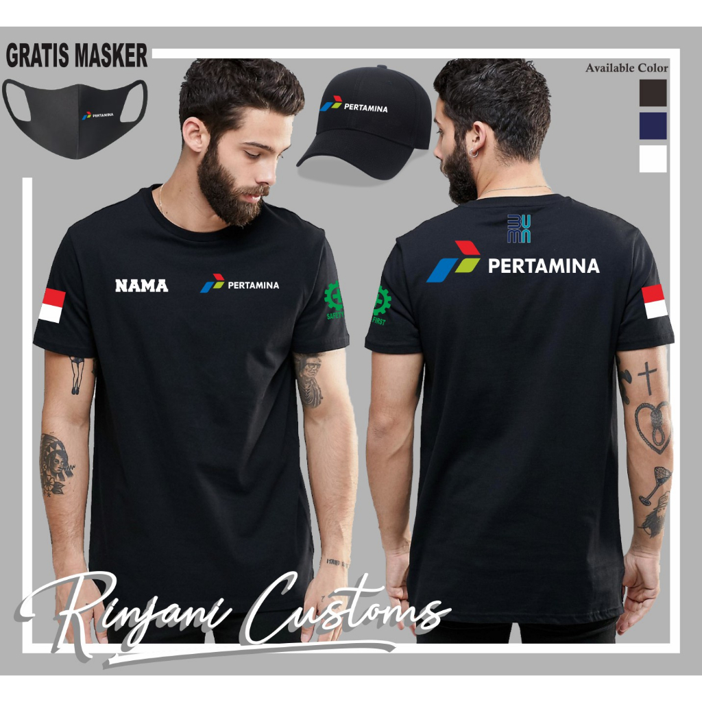 KAOS PERTAMINA GRATIS NAMA DAN MASKER - KAOS PT PERTAMINA - KAOS BUMN