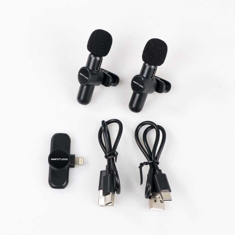 Mic Wireless Clip On Lavalier Portable 2 Mictophone USB Lightning Youtuber Vlogger