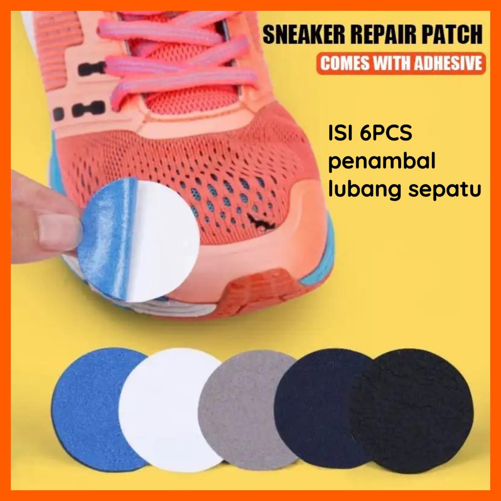 ISI 6 PCS PENAMBAL SEPATU SNEAKERS TAMBALAN SEPATU SOLUSI SEPATU BERLUBANG