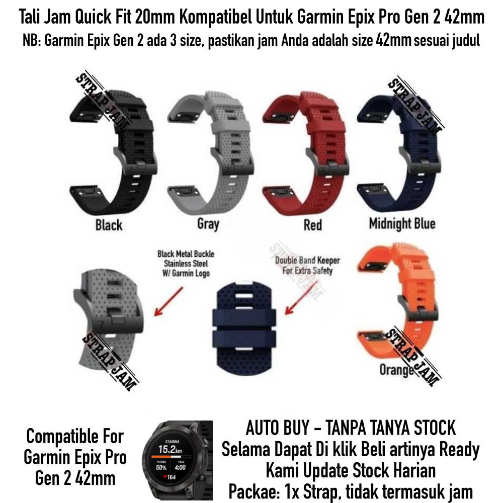 N33 Tali Jam Quick Fit 20mm Watch Strap For Garmin Epix Pro Gen 2 42mm