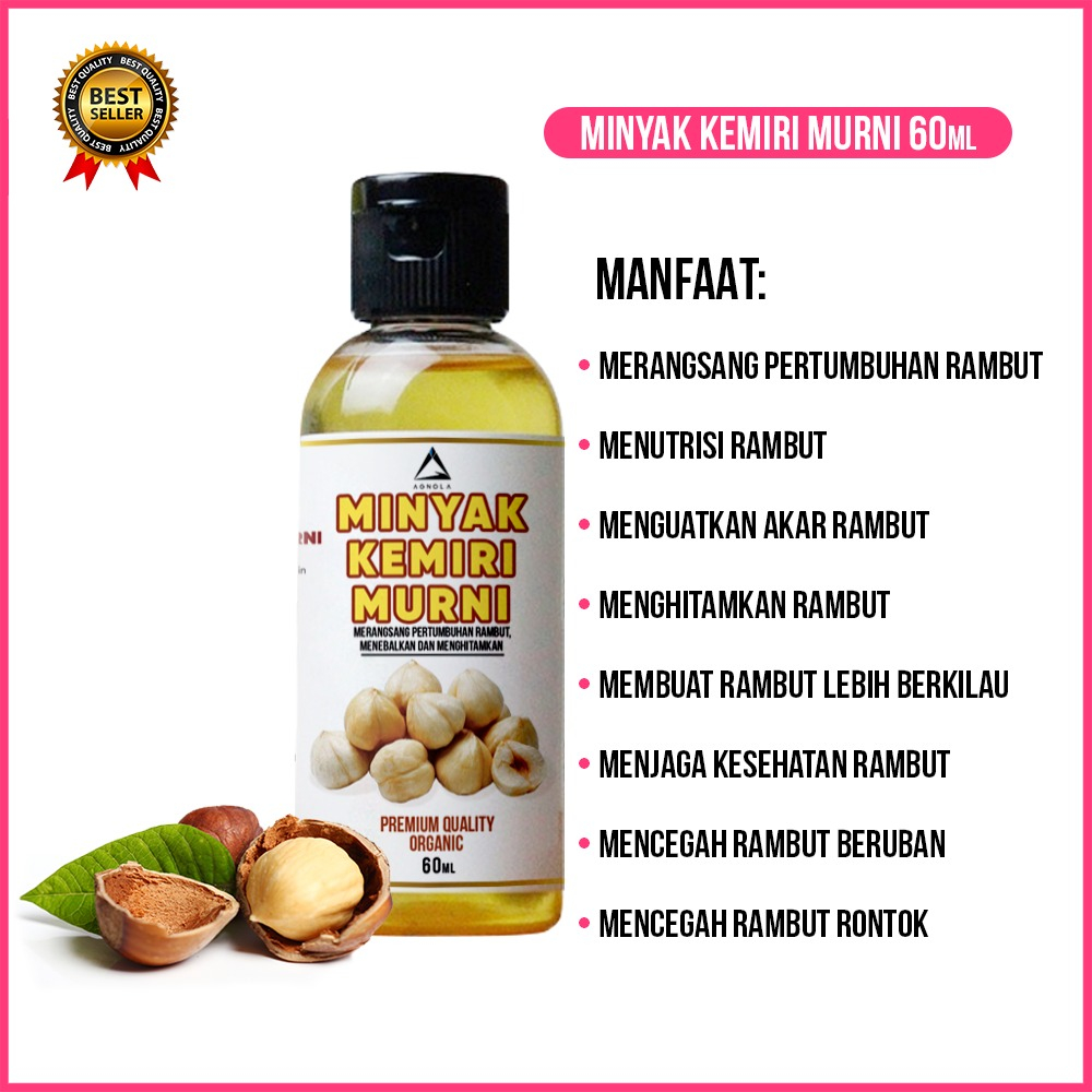 Minyak Kemiri Gold dan Kemiri Bakar 100% Asli 60ml 30ml Minyak Penumbuh Rambut Penghitam Penebal Rambut Alis Bulu Mata