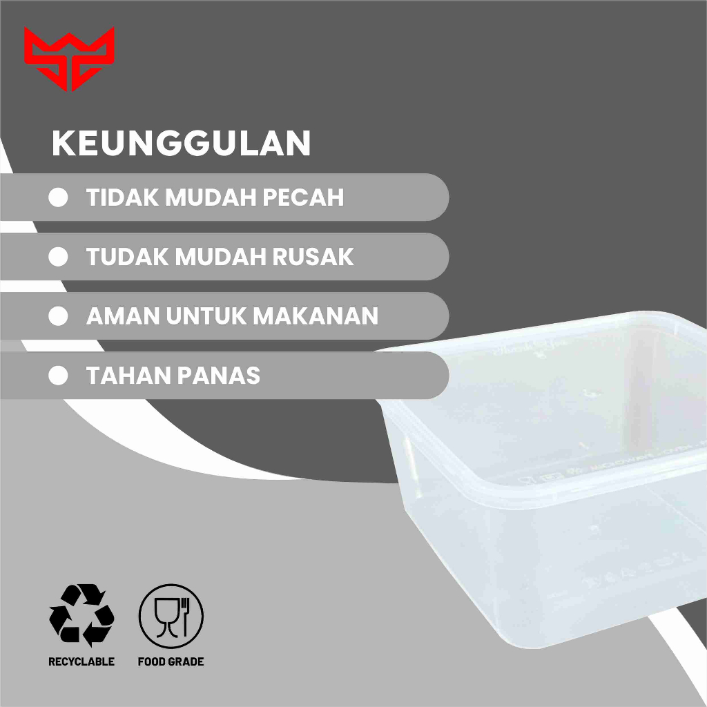 Thinwall Square 2000ml 3000ml Kotak Makan Persegi Bahan Tebal
