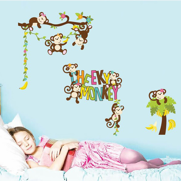 Wallstiker Dinding Cheeky Monkey JM7277 Wall Sticker Kamar Tidur Anak Aesthetic