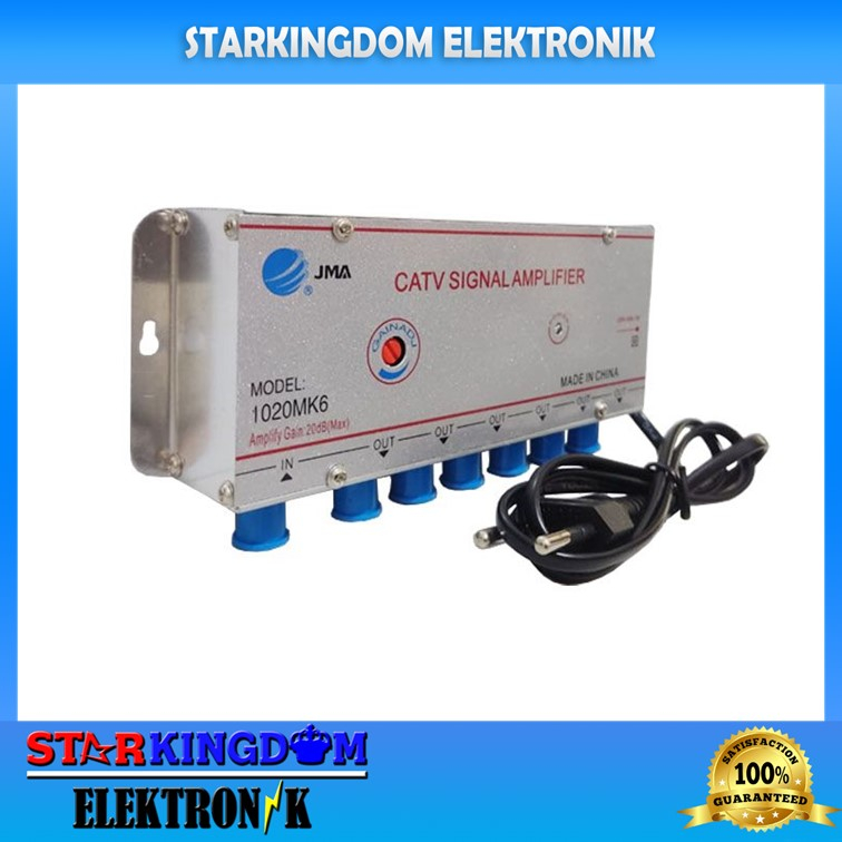 JMA Booster 1020MK6 Penambah Kekuatan Sinyal TV Digital DVB-T2 CATV Indoor 20db 6 Way Output Support
