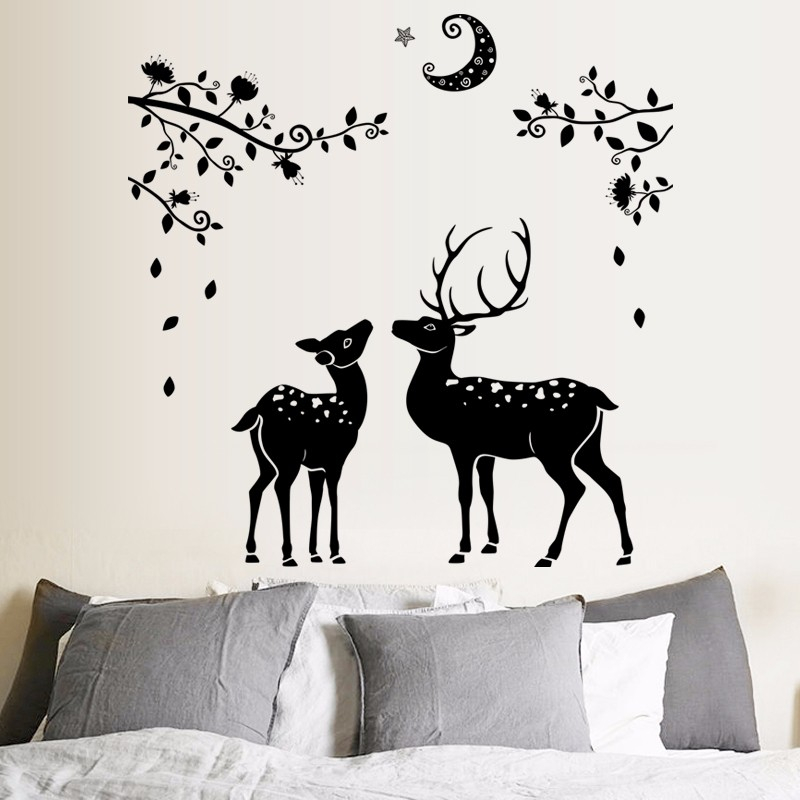 Siluet Rusa Deer SK9081 - Wallstiker Dinding Cafe Kamar Tidur Anak Wall Sticker Aesthetic