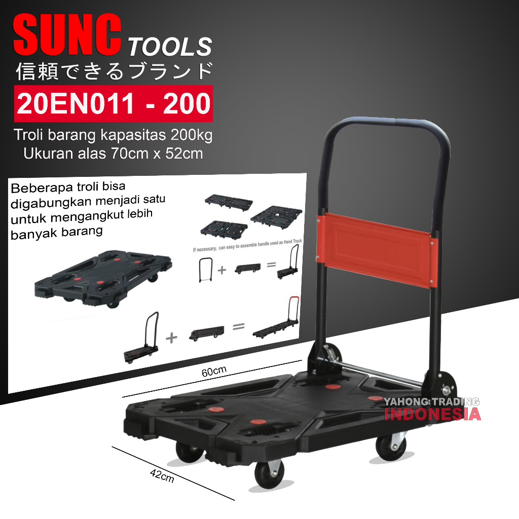 Troli Lipat Trolley Trolly Barang Troli Plastik Tebal 200kg SUNC TOOLS