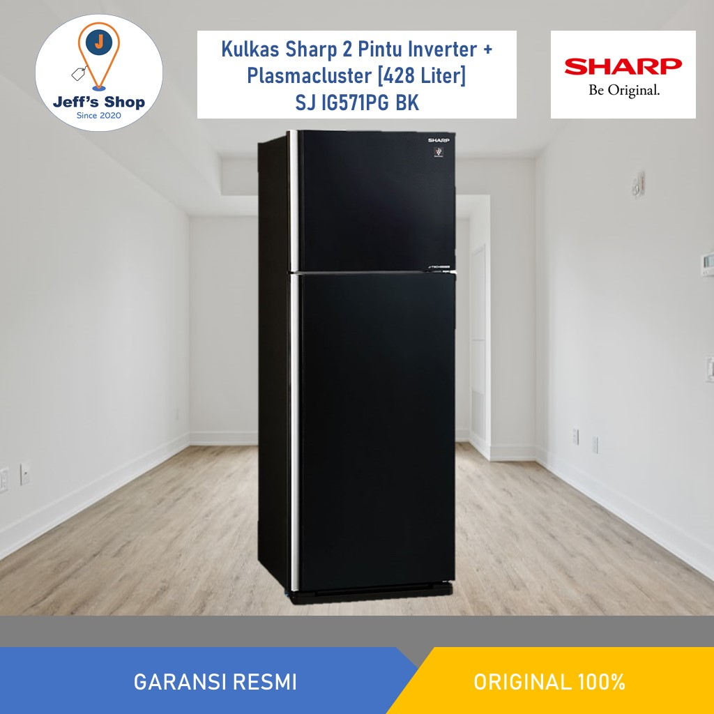 Sharp Kulkas 2 Pintu [428 Liter] SJ IG571PG BK Plasmacluster Inverter