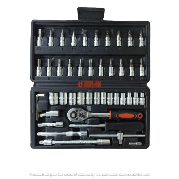 DEK Kunci SOK 46 PCS in 1 Set Socket 1/4" inch Kunci Sock Full Lengkap Socket Tekiro Tool kit