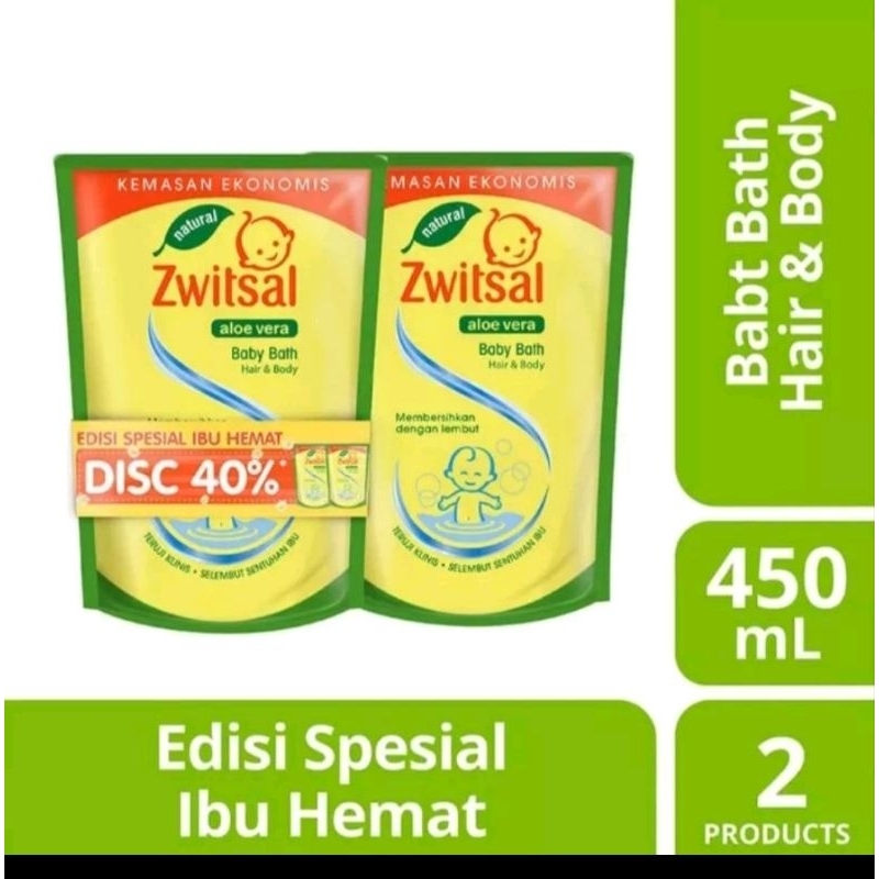 Zwitsal Baby Bath Hair &amp; Body Refil Kemasan Bunndle 2pc