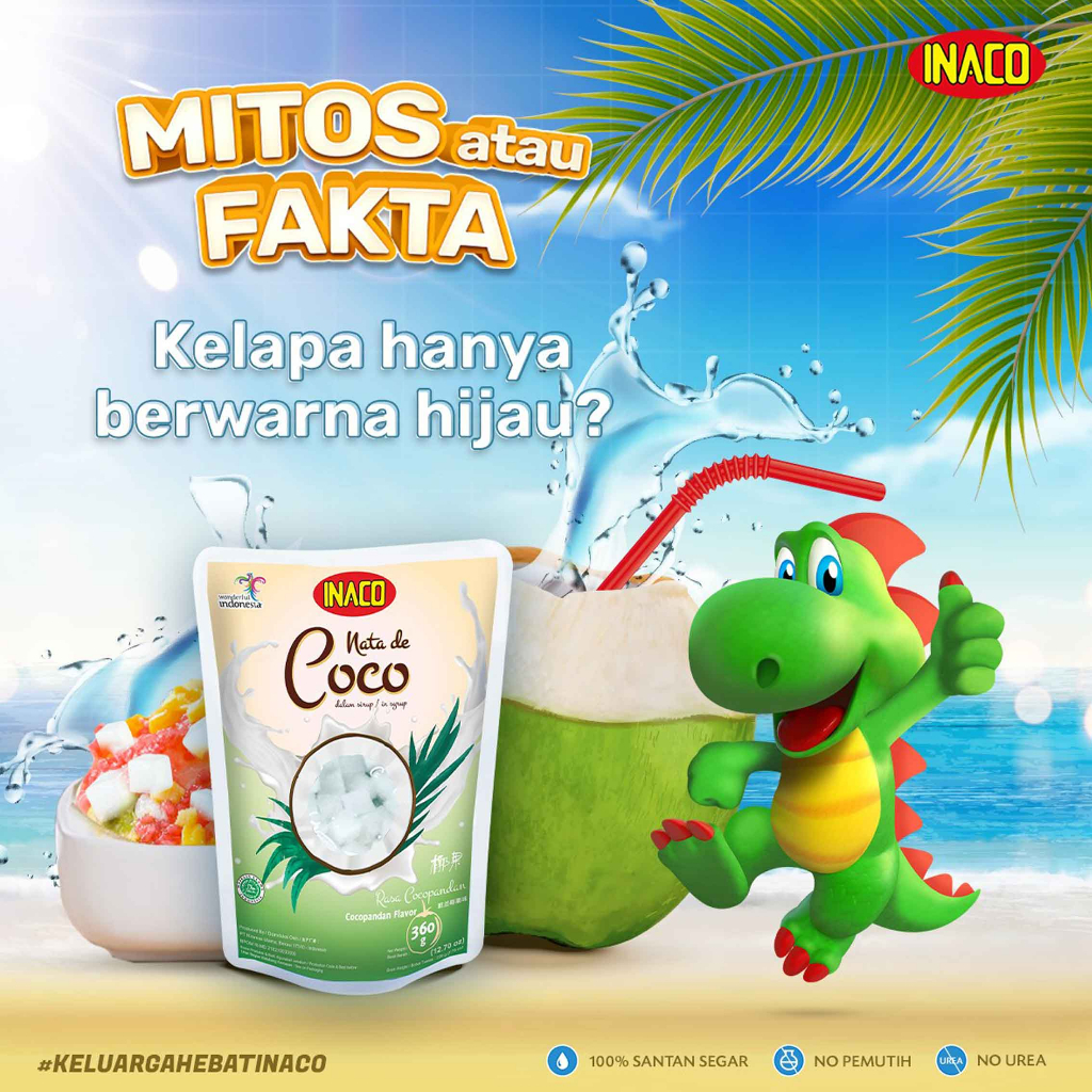 Inaco Nata De Coco / Minuman Coconut Gel / Minuman Rasa Cocopandan Flavor / 360gr