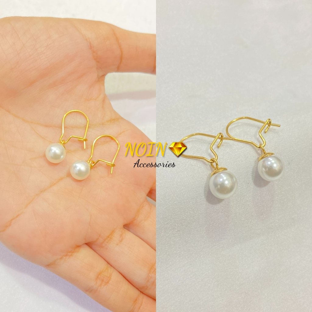 Anting Titanium Wanita Mutiara Korean Earing Aksesoris Fashion Murah Anti Karat