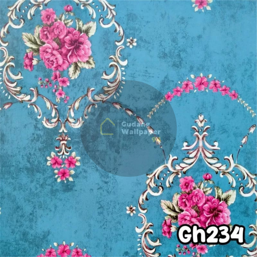 (PROMO) Gudang Wallpaper Stiker Dinding Kamar Tidur Motif Holland Bunga Biru Vintage Aesthetic Bahan PVC Premium Anti Air dan Anti Noda Berkualitas Terbaik Grade A+ Sudah Ada Lem