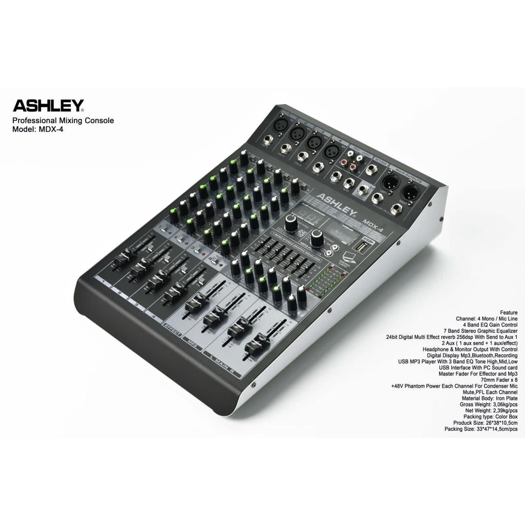 Mixer Ashley MDX 4 New 4 Channel 4 Mic Line Original Produk Ashley