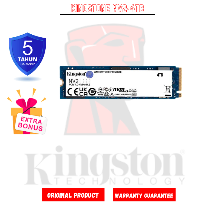 Kingstone nv2 M.2 NVme PCIe Gen 4.0X4 SNV2S - 4TB