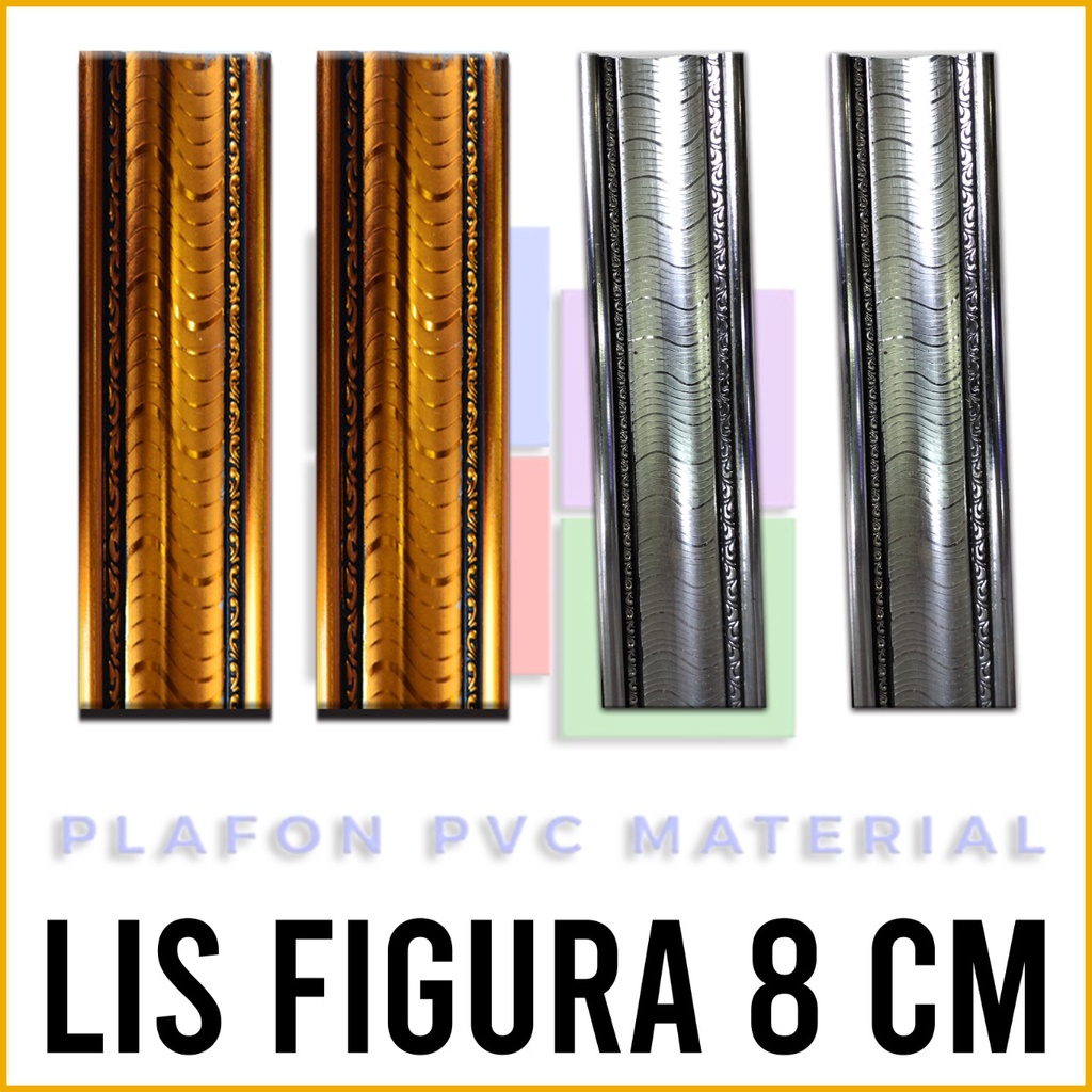 Lis Plafon PVC Mewah Model Figura Emas Hitam Lebar 8 cm Ukuran 400 cm x 8 cm