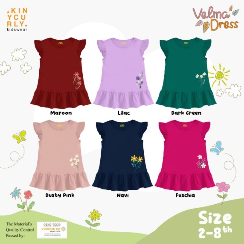 velma dress | kiny curly | dress anak perempuan | dress rampel | dress kiny curly