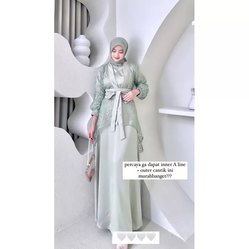 NISYA DRESS BRUKAT OUTER + INNER ( 3 LOOK IN 1 )  / Gamis Kondangan BAJU DEWASA MURAH TERBARU 2023 Busui Friendly / DRESS PESTA / DRESS BRIDESMAID