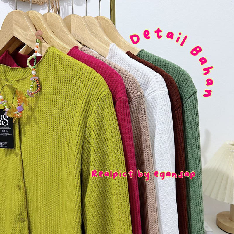 Yona Cardigan | Knit Rajut Waffle Crop Cardigan Outer Pastel