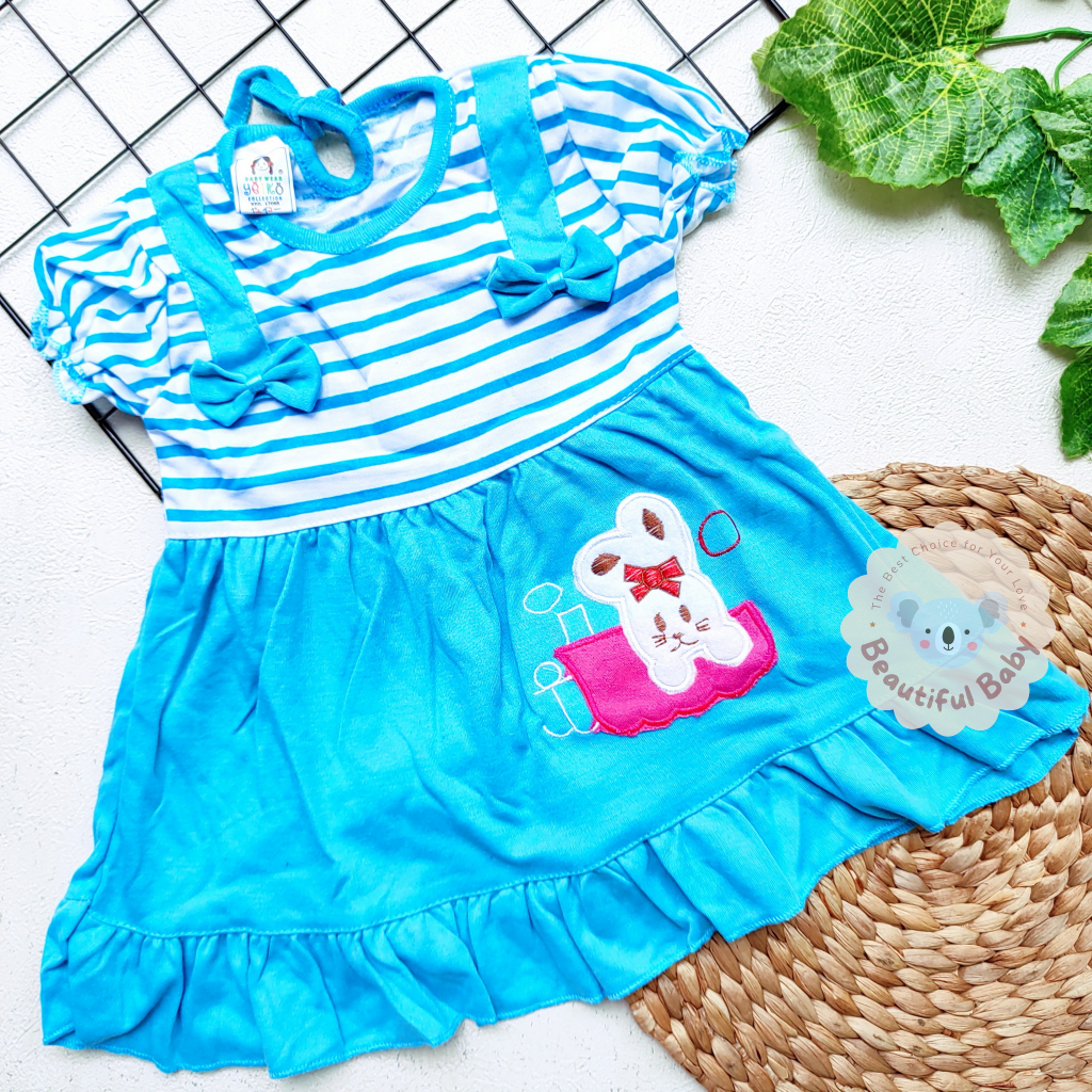 Dress Bayi Perempuan Motif Boneka Garis / Rok Baju Bayi Perempuan  Merk Syifana / Baju Bayi Perempuan/ Baby.ou