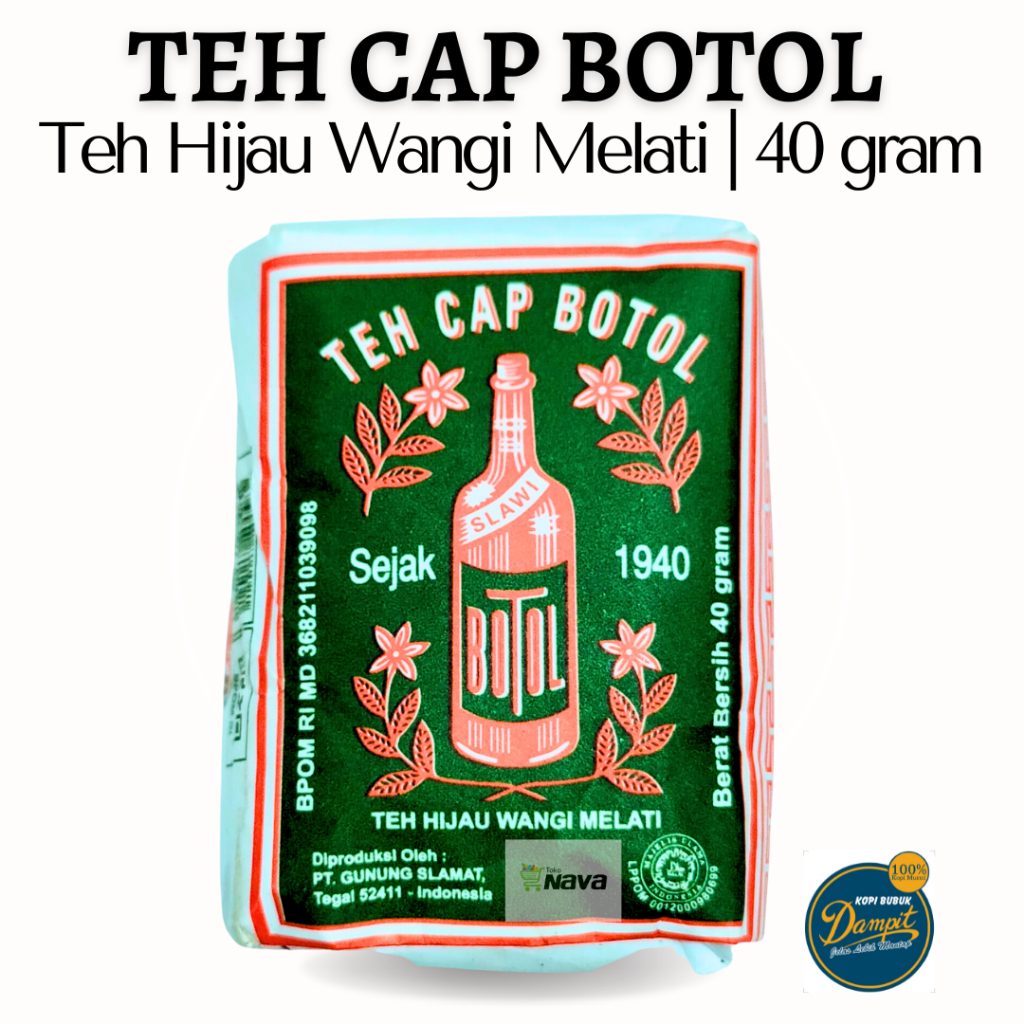 

Teh cap botol hijau 40 gram bubuk / Teh hijau wangi melati cap botol