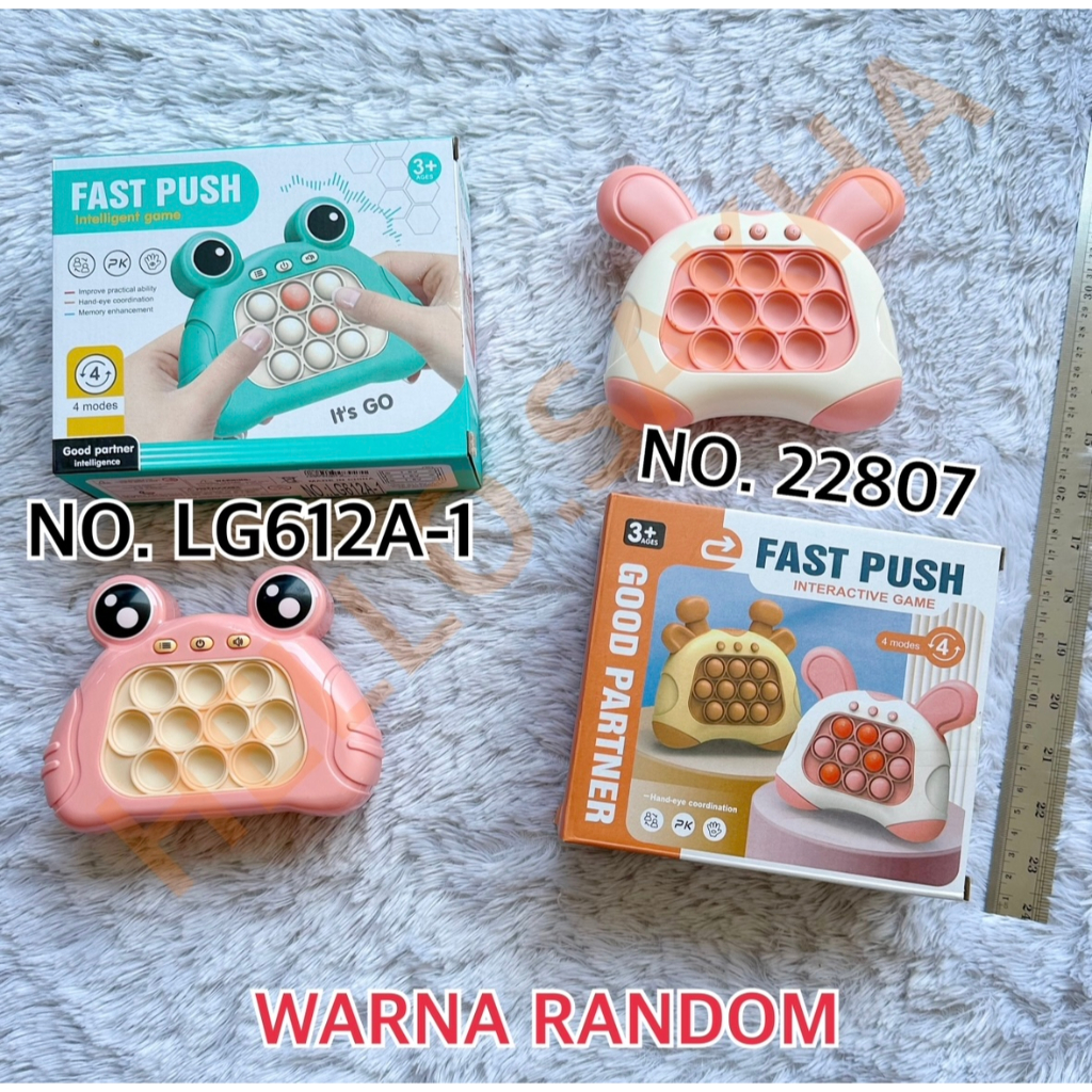 MAINAN FAST PUSH POP IT ELECTRIC POPIT ELEKTRIK ADA LAMPU NO. LG612A-1 DAN 22807 MODEL KODOK KATAK FROG DAN KELINCI WARNA RANDOM