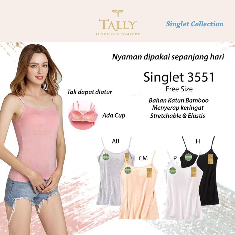 TANKTOP 3551 TALLY - Singlet Perempuan Tally 3551 / Tank Top Cewek Wanita Tally 3551 Singlet Tank Top Bra dengan Cup Bra Tally 3551 - ARA98STORE