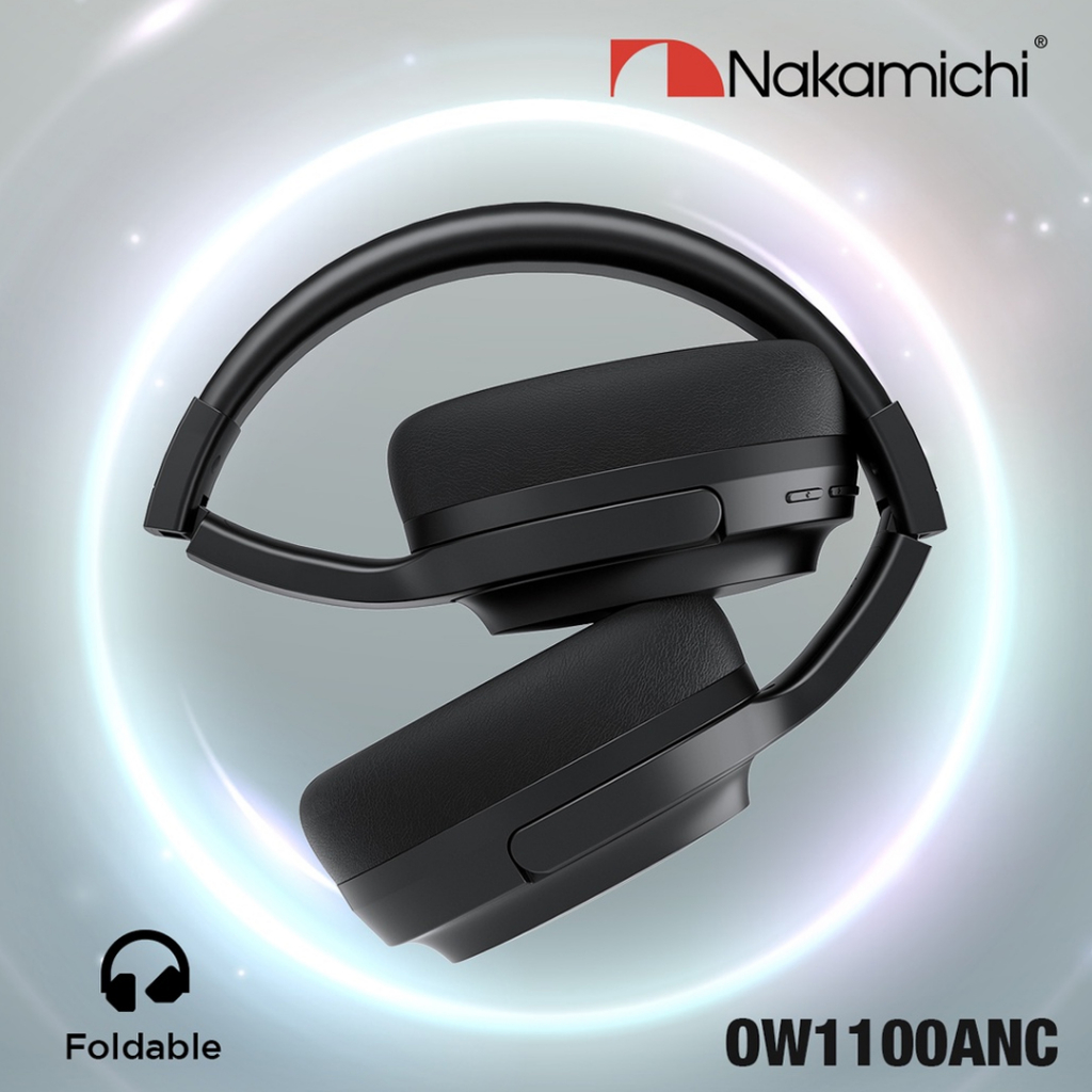 Headphone Bluetooth Nakamichi OW1100ANC Wireless Active Noise Cancelling With Mic Suport Call Dual Mode WIreless Wired Aux Jack 3,5mm Type C Headset For HP Tab Laptop PC Original Garansi