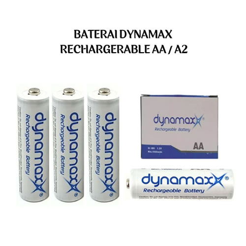 Baterai A2 Dynamax Rechargeable AA 1.5V Battery Batu Batrai Ni-MH Cas Isi Ulang Ni-Cd Batere Batre