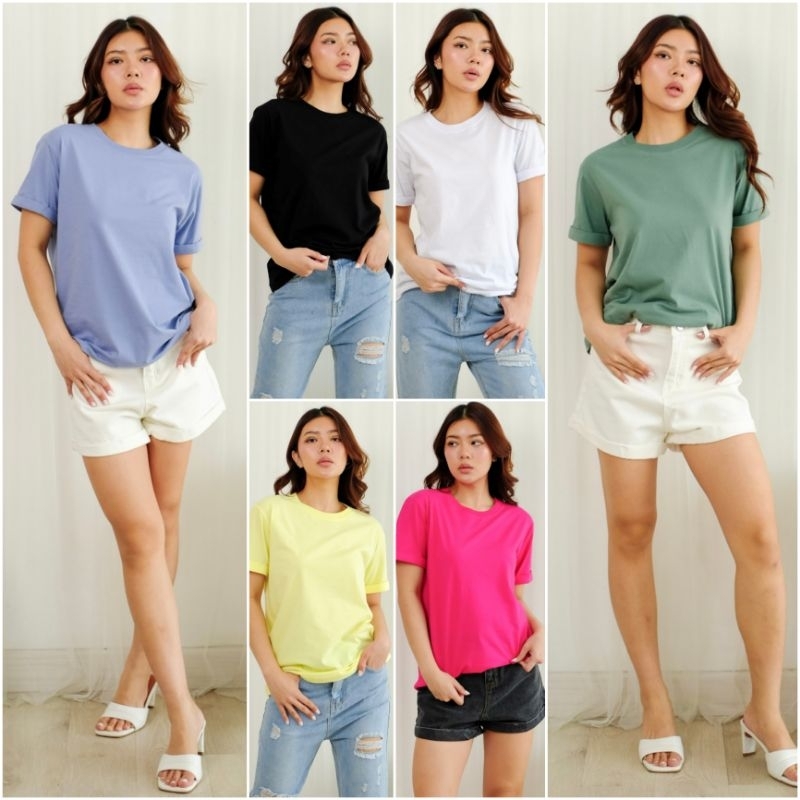 ✨️ PO 10 HARI ✨️ BEST SELLER ♡ PREMIUM ♡ ORIGINAL ! VIANNEY BASIC PLAIN COMFY BLOUSE TEE SHIRT