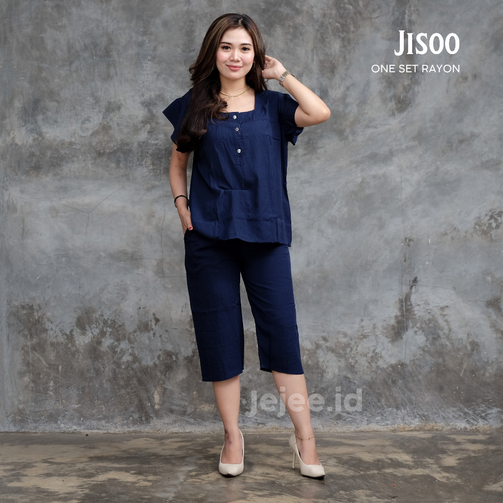 SETELAN RAYON JISOO SET 7/8 POLOS PIYAMA BANGKOK BUSUI