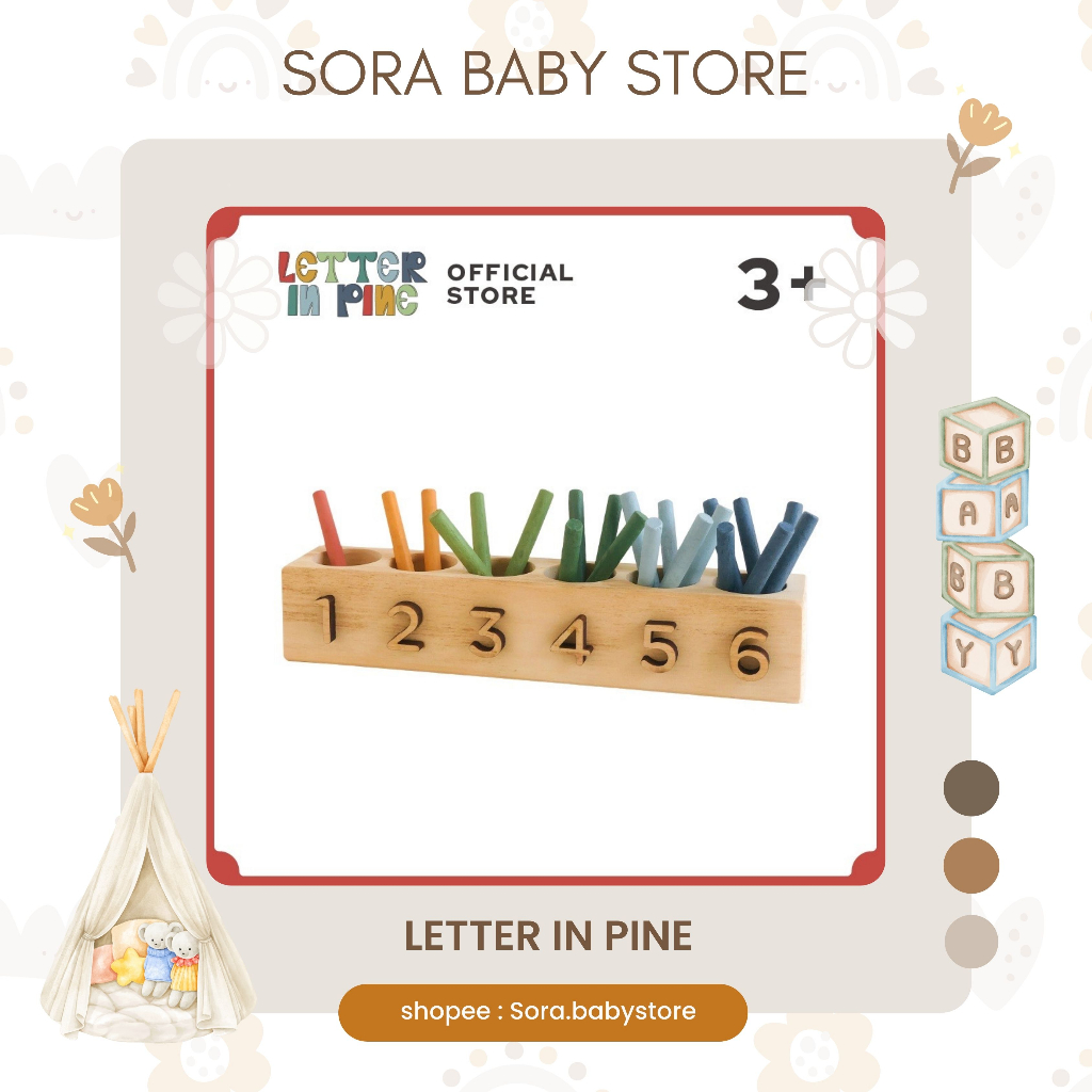 LETTER IN PINE Sorting &amp; Counting Toy - Mainan Kayu Wooden Toy Edukasi