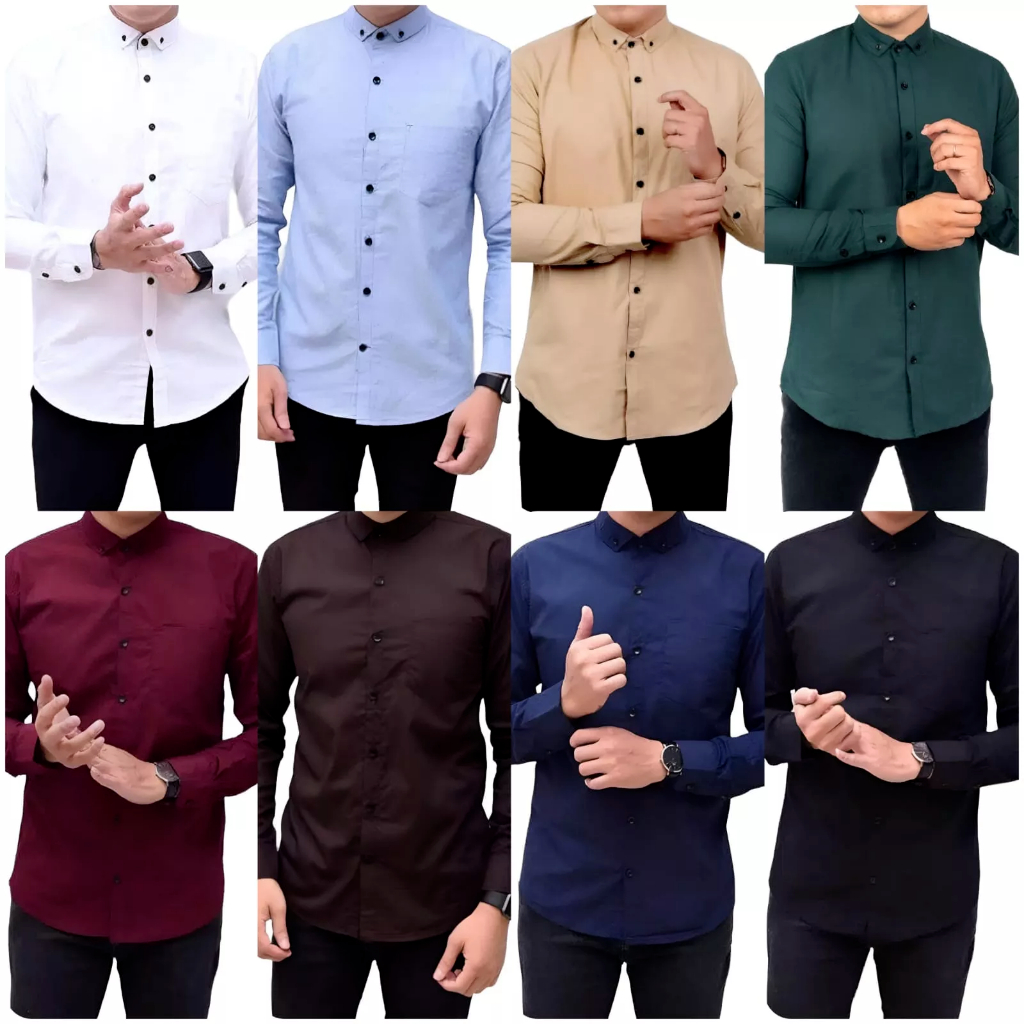 Kemeja polos pria lengan panjang / kemeja casual pria / kemeja BEST QUALITY (BAYAR COD) kemeja kerja kemeja polos putih