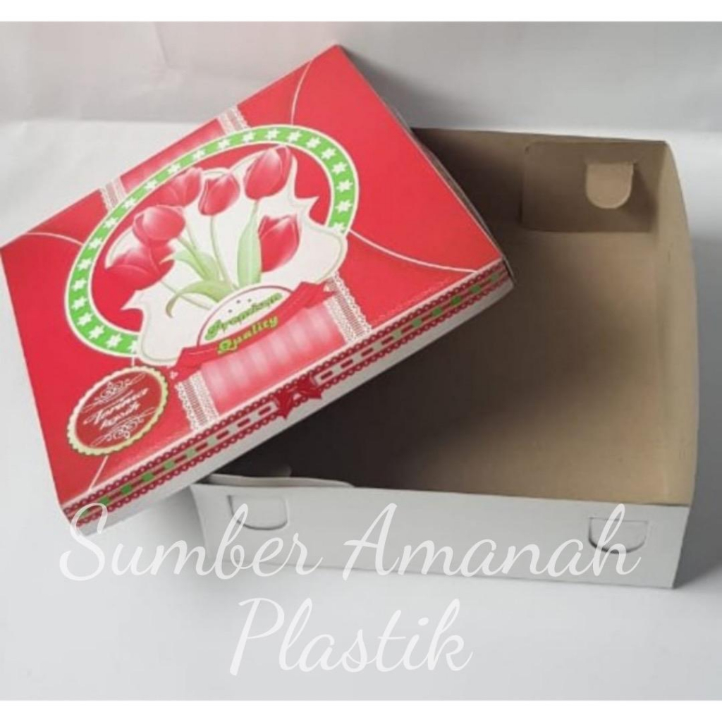 Dus | Box | Kotak Nasi Kue Makanan Uk 20x20 Motif Bunga 20 x 20 Per 25pcs