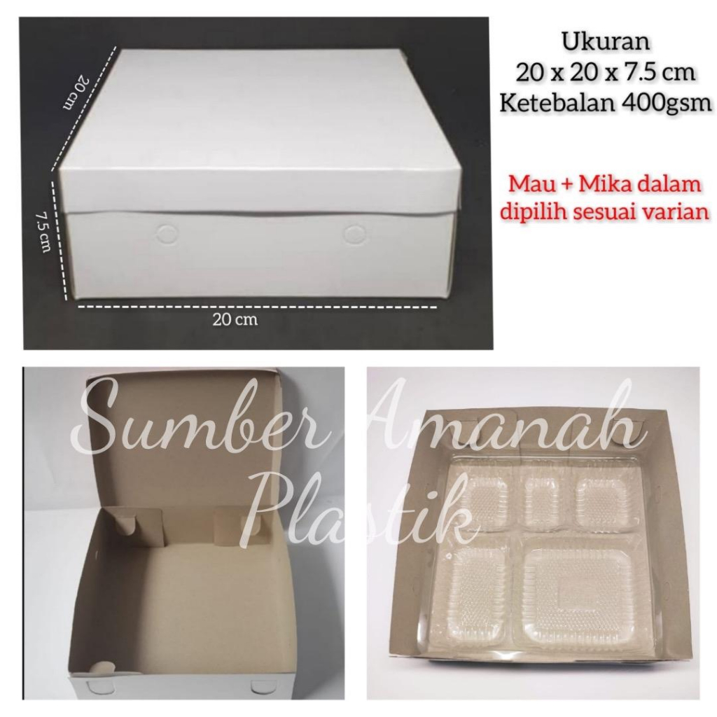 Dus | Box 400gsm | Kotak Nasi Kue Makanan 20x20 Polos 20 x 20 Mickey Per 25pcs