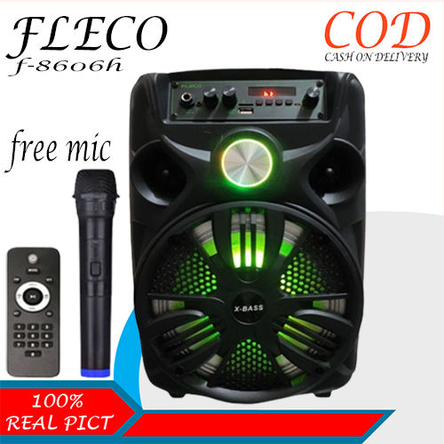 SPEAKER KARAOKE FLECO F-8606H - SPEAKER BLUETOOTH BONUS MIC WIRELESS FLECO F8606 H (BISA COD)