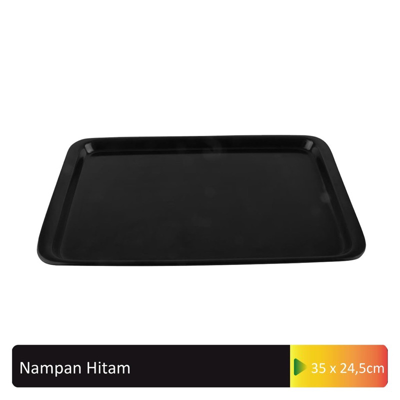 Nampan Melamine HITAM BLACK  GLORI MELAMINE / Nampan Saji Melamin / Nampan Baki Roti  35 x 24.5 x 2 cm