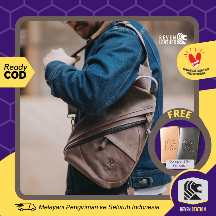 Tas Selempang Slingbag Bahu Pria Kulit Sapi Asli Original REVEN MIRAGE BAG