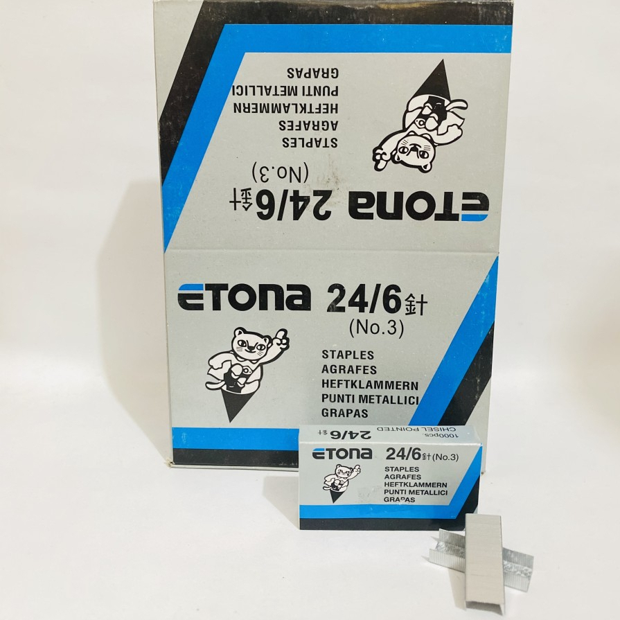 

Hekter Etona No.3 24/6Jual Isi Staples Besar Kertas Kerdus Steples Besi Stapler Stepler School Sealed Plastik Isian Perlengkapan Kerja Satuan Bungkus Tools Stuff School Office Murah Peralatan Sekolah Office Menulis Alat Seal Tulis Stationery Tri Tunggal