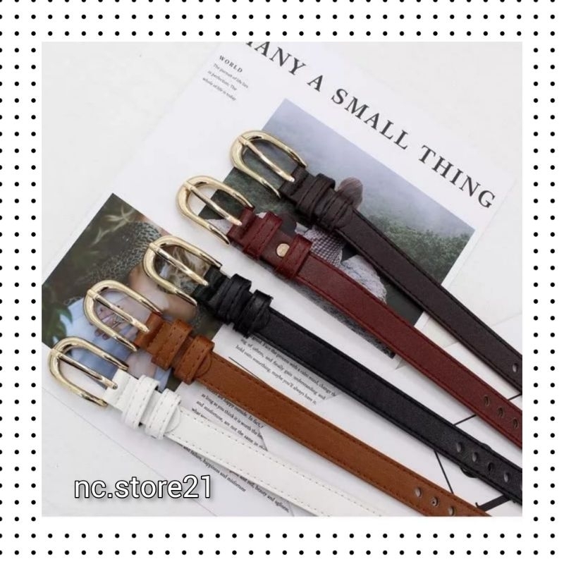 nc21- Ikat Pinggang PU Tipis untuk Wanita Women Belt Ring Square Fashion Wanita Import