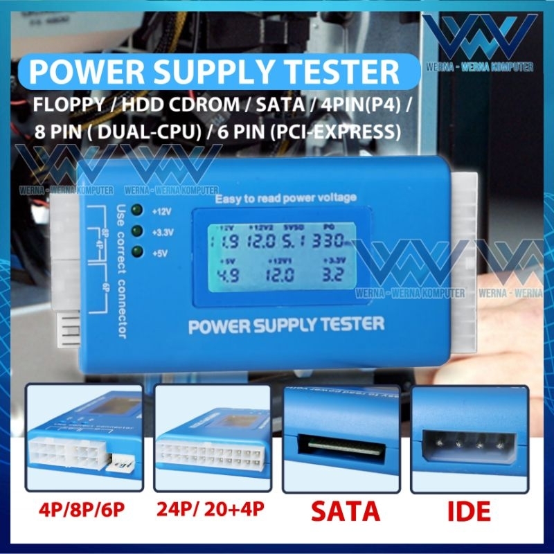 Power Supply Tester LCD 20 24 PIN 4 PSU ATX BTX  ITX SATA HDD Voltase