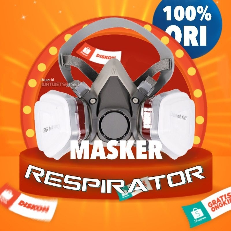 MASKER GAS RESPIRATOR SICCO HALF FACE 6200 + FILTER CATRIDGE CARBON AKTIF | INDUSTRIAL | CEMICHAL | 