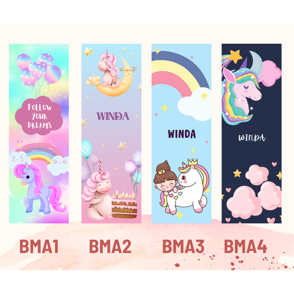 

Bookmark Tema Anak Custom Nama (4 pcs)