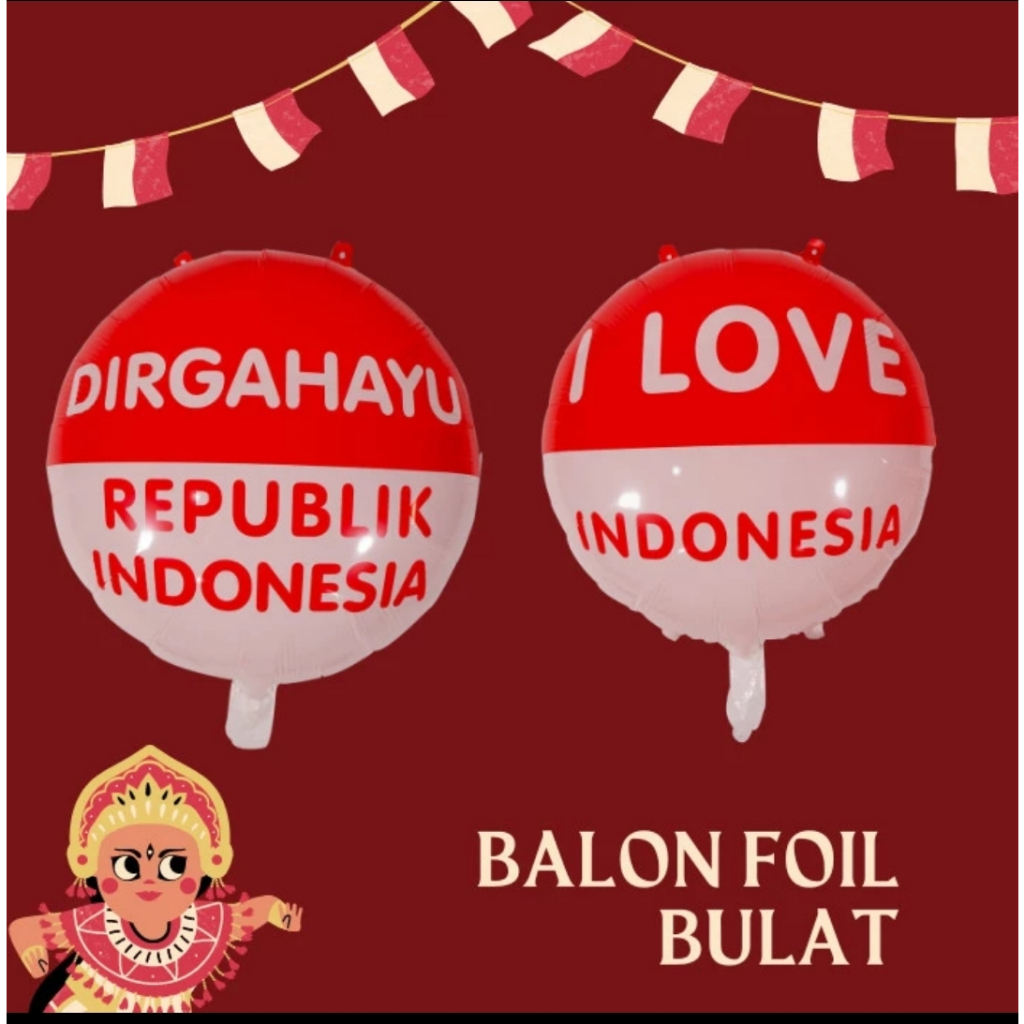 balon foil love / bulat ukuran besar / kecil hut ri dirgahayu 17 agustus kemerdekaan