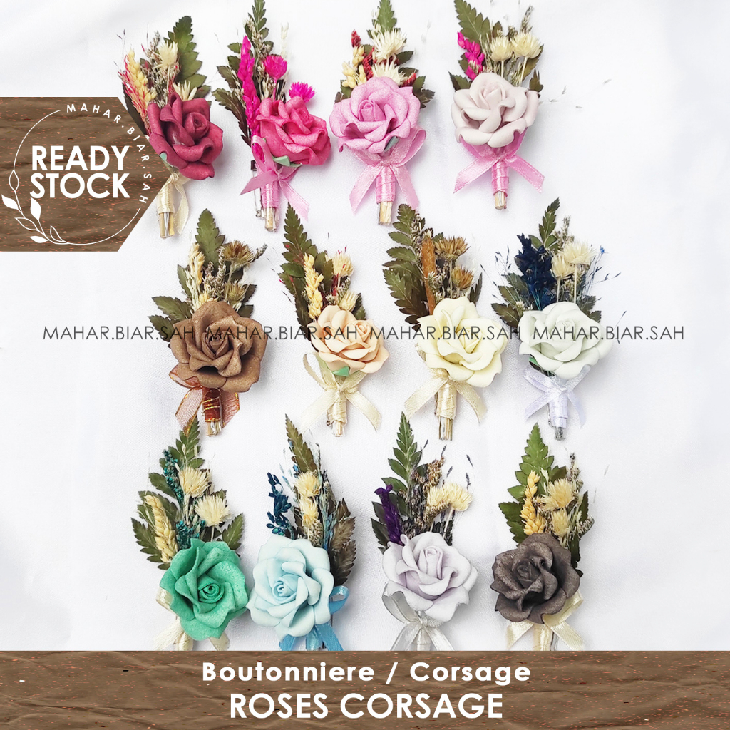 RS Roses Corsage / bros bunga kering / bunga jas / bros bunga jas / dried flowers