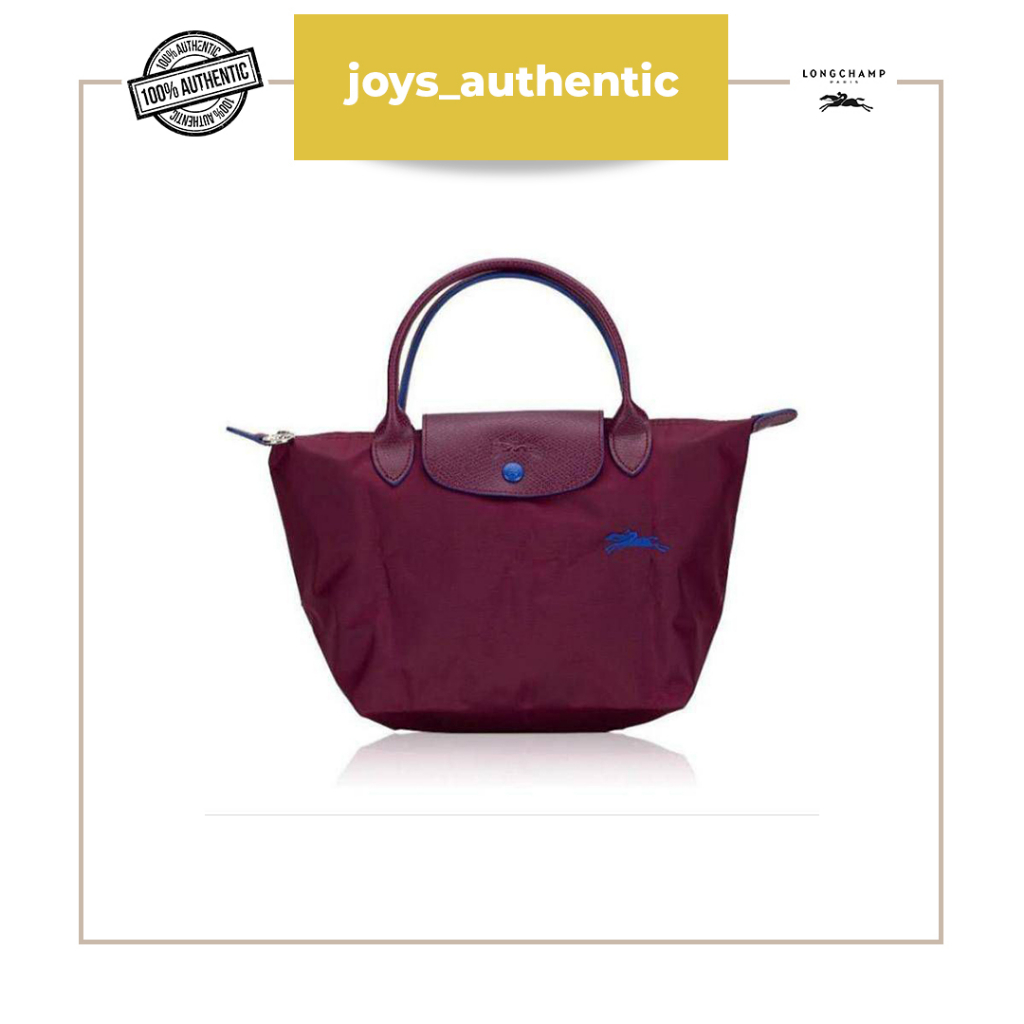 Tas wanita Longchamp Small Short Handle SSH Merah Maroon Logo Biru Blue woman bag authentic original