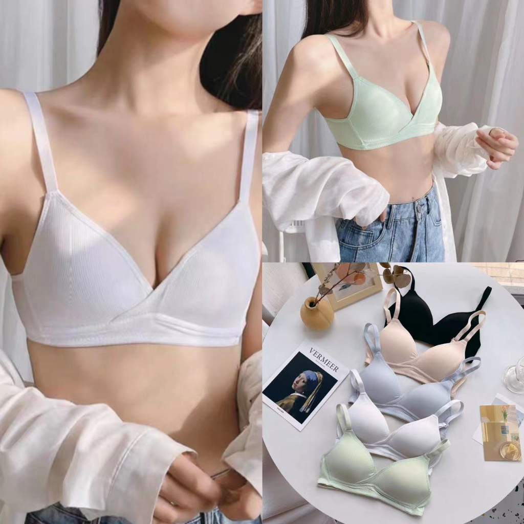 Bra Push Up Tanpa Kawat Wanita Bikini Sport Beha Lingerie Korea polos Fashion Bralette Remaja bh