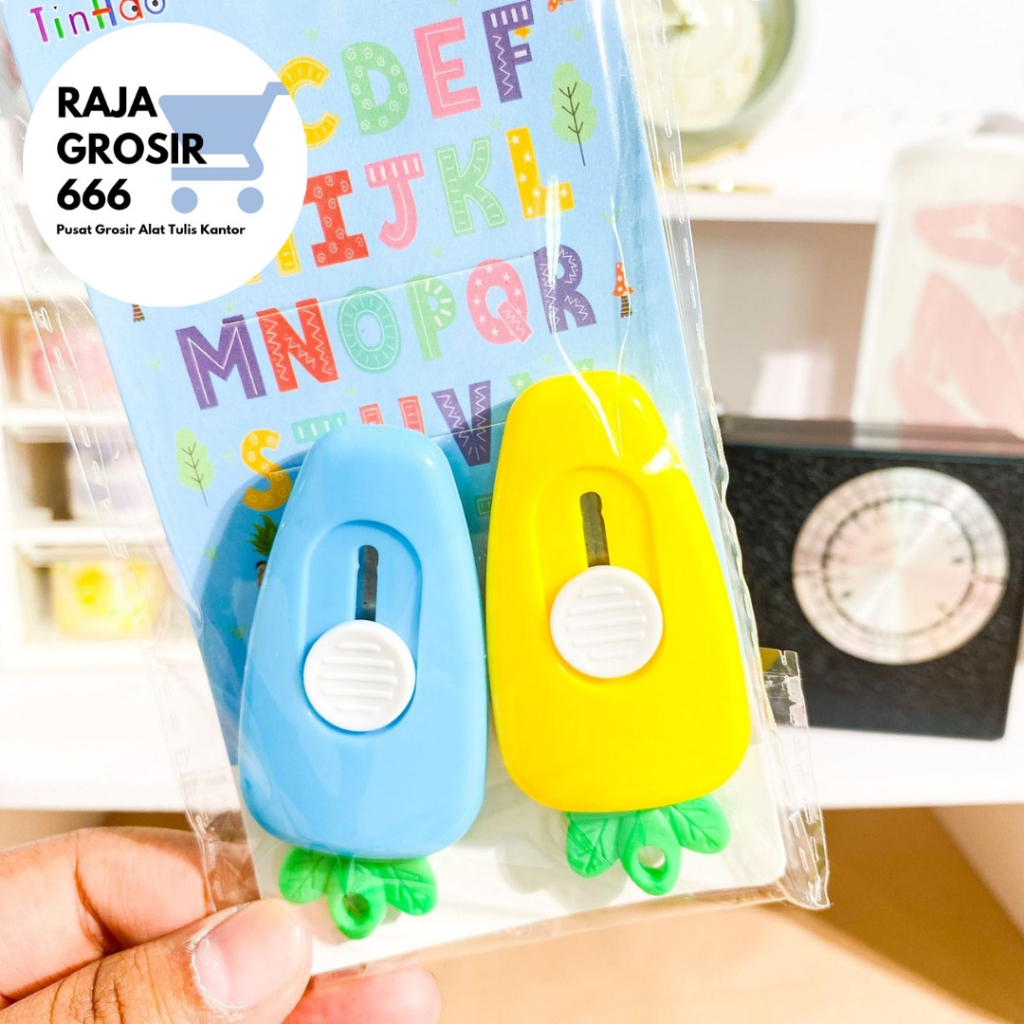 CUTTER MINI WORTEL 1 SET ISI 2 PCS ALAT TULIS KANTOR TERMURAH COD BAGUS LUCU IMUT